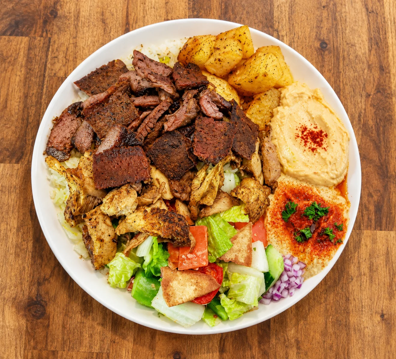 Rice platter at Shawarma Grill, halal Middle Eastern restaurant in Airdrie