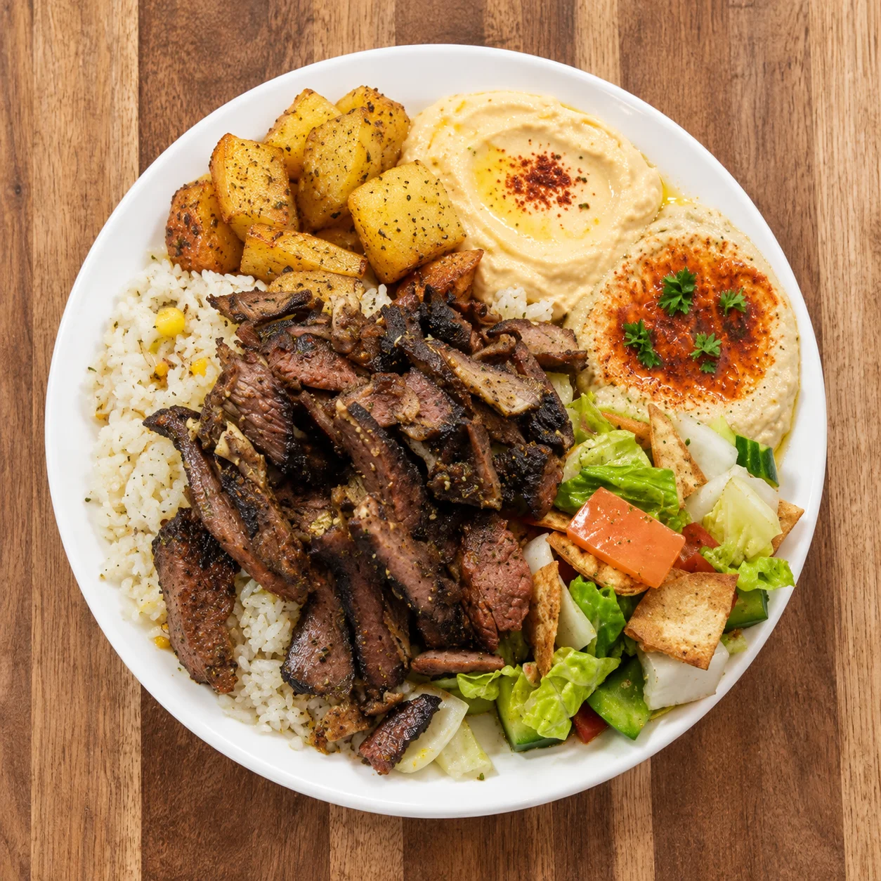 Sliced halal beef shawarma with garlic sauce and pickles at Shawarma Grill, Centre Avenue East, Airdrie