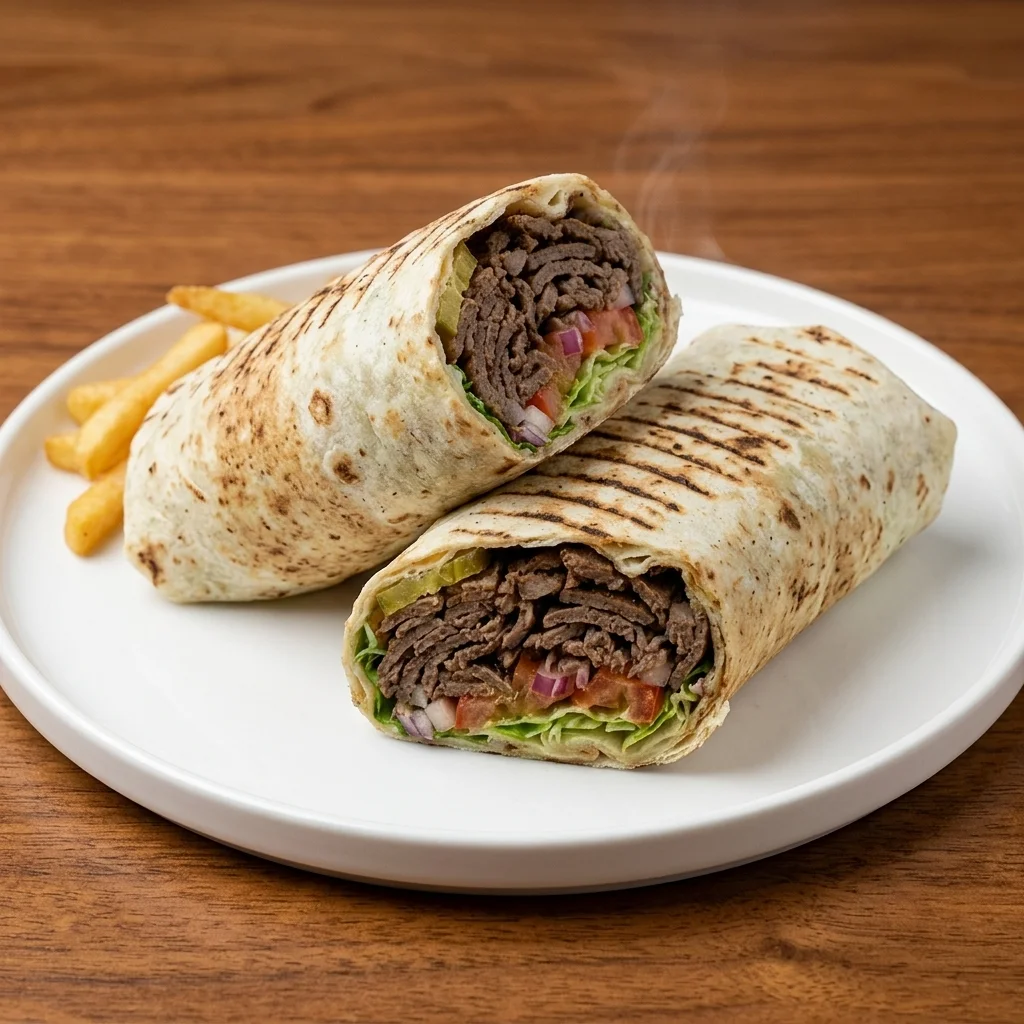 Beef donair-style wrap at Shawarma Grill, Airdrie, Alberta