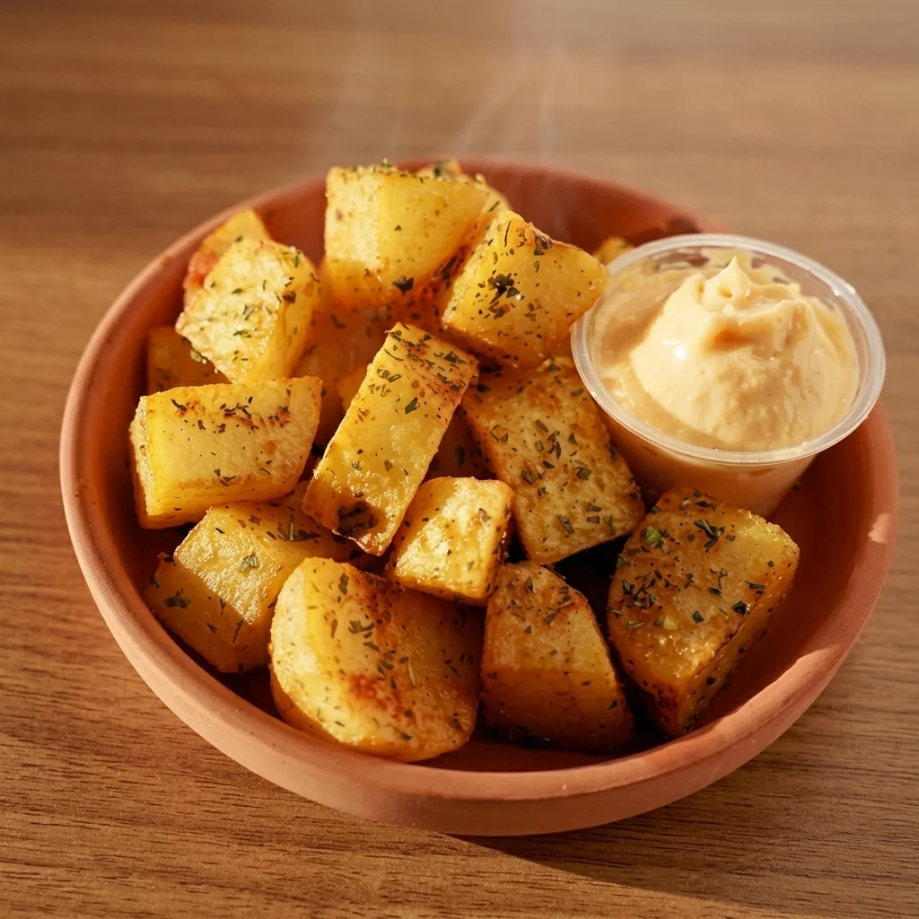 Garlic potatoes side dish at Shawarma Grill, Airdrie